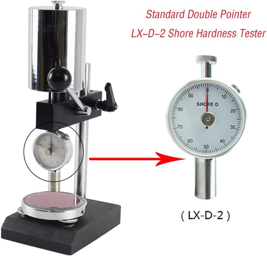 Hardness Test Stand for Shore D Hardness Tester LD-YJ with Double Pointer Shore Hardness Tester Meter Type D Durometer LX-D-2 Recommend Measuring Hardness Range 20 to 90HD