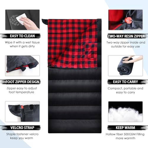 0-Degree-Sleeping-Bag-Cotton-Flannel-Winter-Cold-Weather-for-Adults-XXL-Sleeping-Bag-4-Season-Big-and-Tall-with-Pillow-Compression-Sack