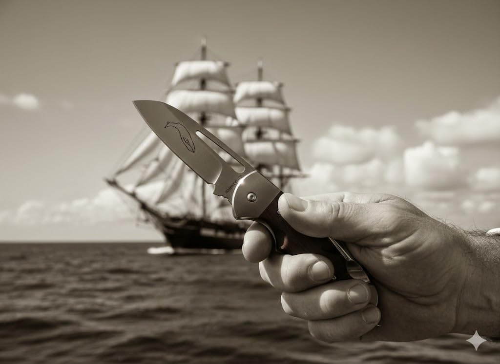 BONUS LEATHER LANYARD STRAP Myerchin Knives Hardwood Handle Sheepfoot Blade & Marlinspike WF300 Professional Tested at Sea Captain Rigging Knife BONUS Leather Lanyard Strap