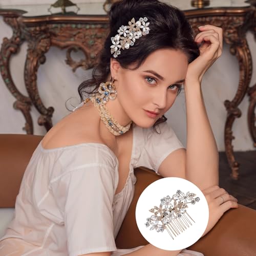 Pentes de cabelo de casamento com cristais, strass, pentes laterais para noivas para mulheres, stras