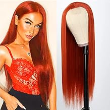 Missyvan Red Orange Hair Wig Long Straight Hair Wigs Glueless Heat Resistant Fiber Hair Red Hair Synthetic Hair Wigs for Fashion Women