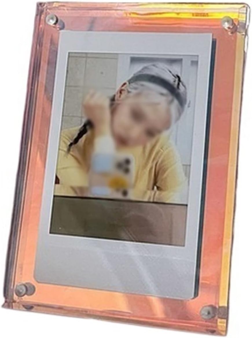 Photo Frame Acrylic Photo Frame Transparent 8mm Thick Frameless Magnetic Picture Album Display with Gift Box Packaging Desktop Ornaments(A)