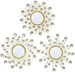 Miroir mur Décor Miroirs muraux décoratifs Sunburst Boho Miroir or Miroir mural art métal Décor Miroir suspendu Salle de bain de salon 3