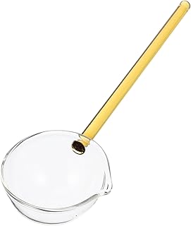 Gatuida Cuchara de Vidrio Transparente Resistente al Calor con Mango Amarillo Cucharilla Larga para Postres Sopa y Café Diseño Elegante para Uso Doméstico y Restauración