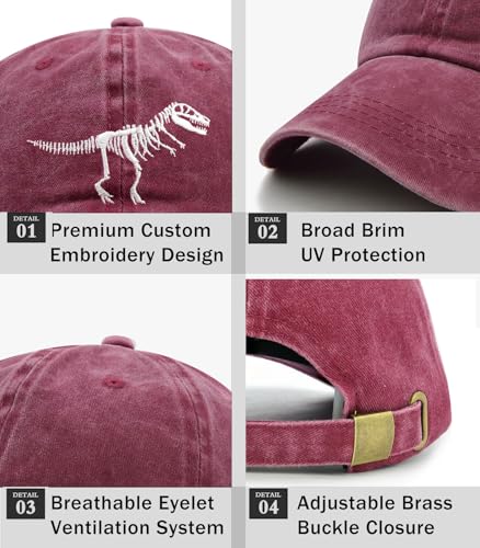 Gorra de béisbol con bordado de dinosaurio para mujer miniatura 4