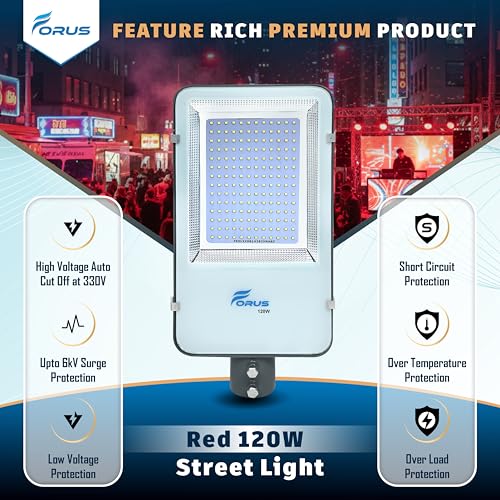 Image of Forus 120W Red Street Light Outdoor LED IP66 Waterproof Decorative Focus Lamp for Road Garden Events Security Terrace Landscape Pathway Building Festival Stage Party Celebration Lighting - 1 Pc