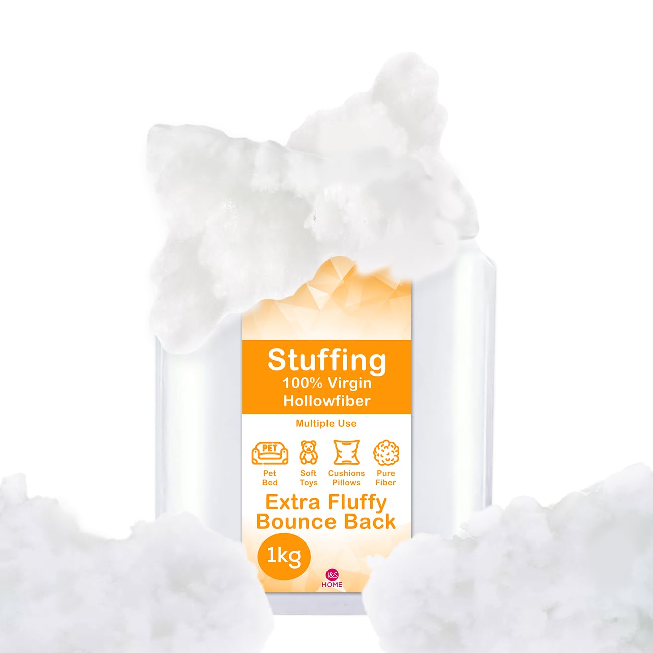 I&S Home Toy Stuffing 1kg – Soft Hollowfiber Filling for Toys, Stuffing for Crochet, Cushions, Pillows, Pet Beds & Teddy Bears – Hypoallergenic DIY - 15D Grade