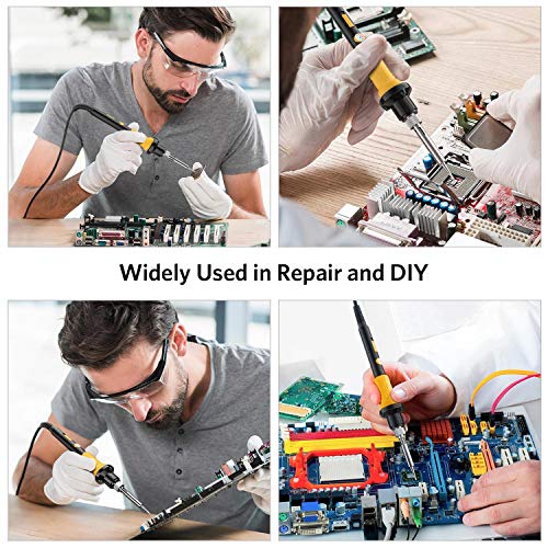 SEEKONE Soldering Iron Kit, 60W Adjustable Temperature 428°F-896°F Welding Tool with 5 Soldering Tips, Desoldering Pump, Soldering Iron Stand, Wire Cutter,Tweezers