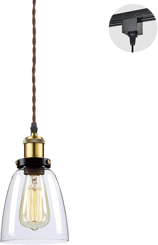 1-Ligh H-Type Track Light Pendants Restaurant Chandelier Brown Weave Cord Glass Lampshade Pendant Light Industrial Factory Pendant Lamp Bulb Not Included