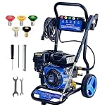 Roomark Idropulitrice professionale,max.248 bar pressione di lavoro, 590L/h, 210cc Gas Idropulitrice ad alta pressione commerciale con 8M Tubo flessibile & 5 ugelli,per giardino,cortile,veicolo