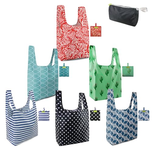 Image of BeeGreen Rolled Up Grocery Bags Reusable Shopping Bags Foldable for Groceries