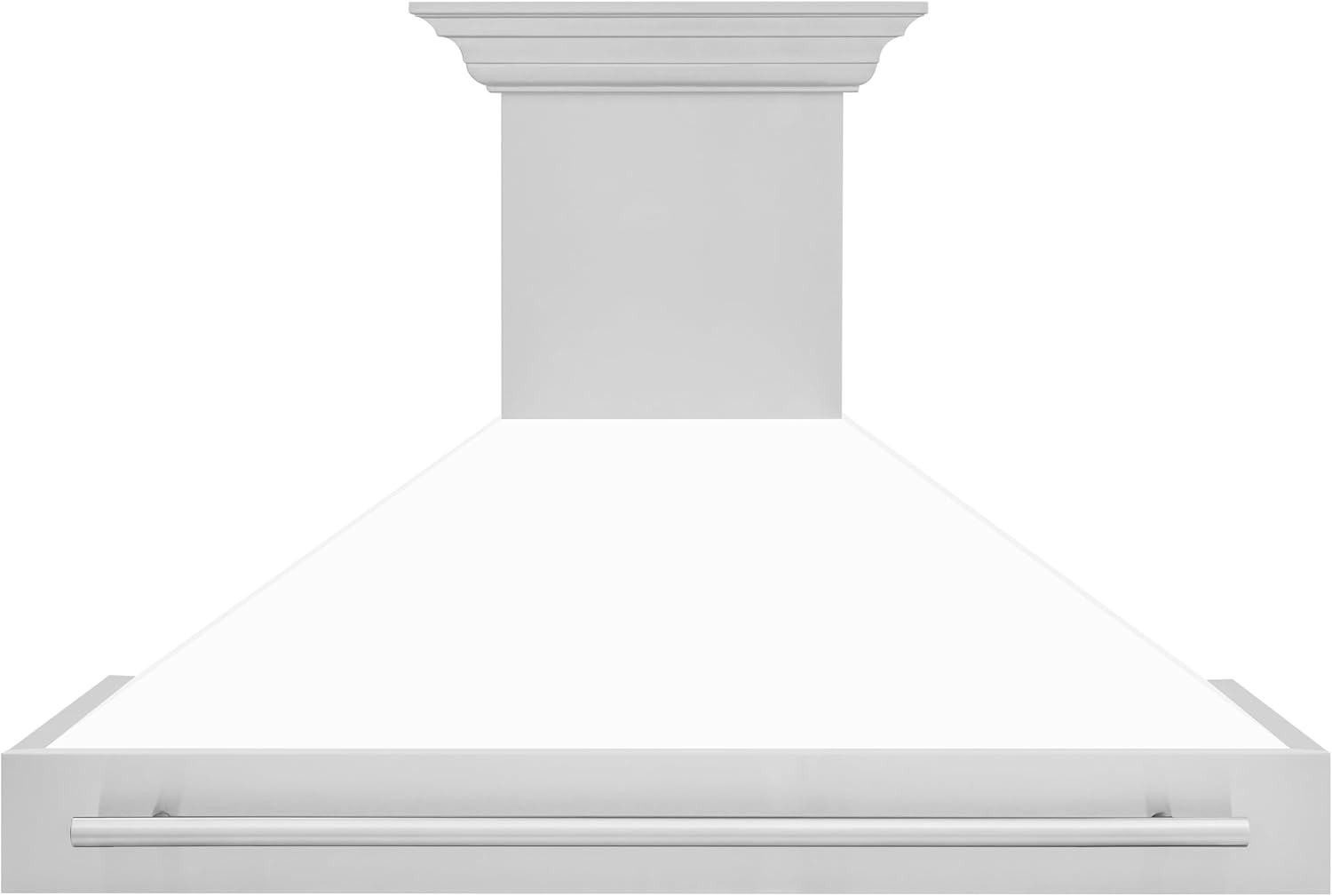 ZLINE 48" Stainless Steel Range Hood with White Matte Shell and Stainless Steel Handle (8654STX-WM48)
