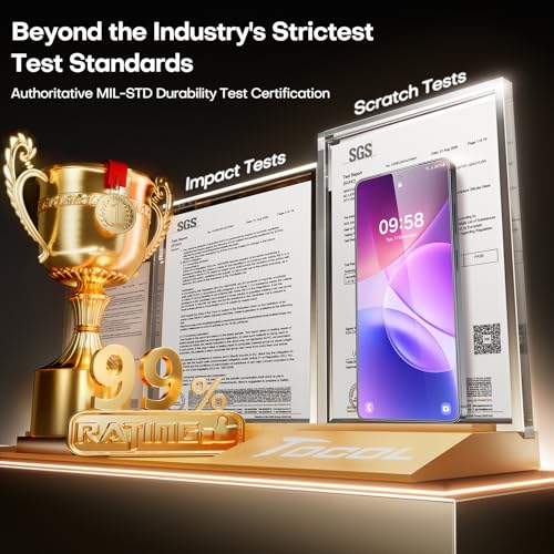 Image of TOCOL for Samsung Galaxy S25 FE Screen Protector | Easy Installation Bubble-Free, 9H+ Tempered Glass, 8FT Military Grade Shatterproof, Anti-Scratch, Case Friendly HD 2 Pack