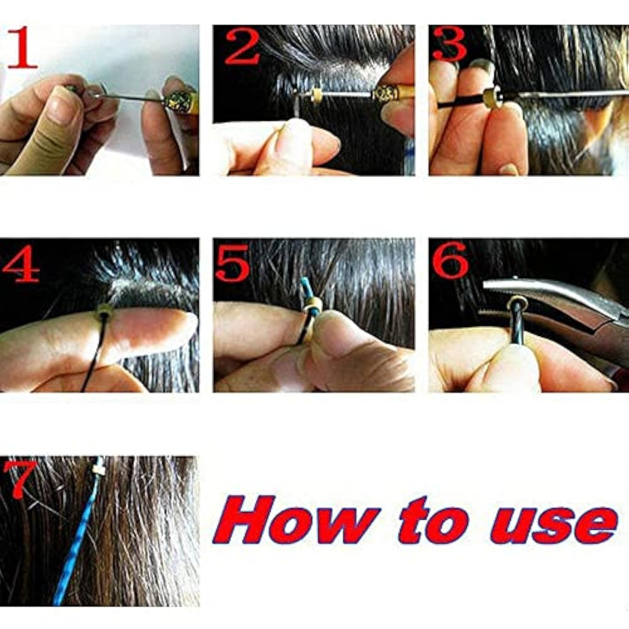 Hair Extension Kit with Pliers, 500PCS Micro Rings, Black