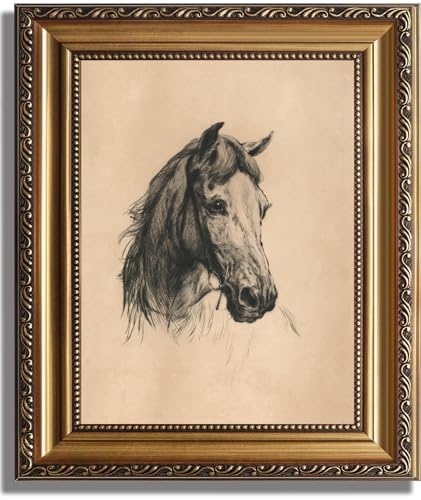 ASTRDECOR Klassische Pferde-Wandkunstdrucke, Vintage-Bauernhaus-Wanddekoration, rustikales Kunstwerk, Leinwanddrucke, antikes Western-Pferd-Kopf-Bild, gerahmtes Ölgemälde für Wohnzimmer, Schlafzimmer
