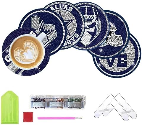 Diamond Painting Coasters Kit For Adults - 8 Pcs Rose Design DIY Art Coasters With Holder, 4x4 Inch, Non-Slip