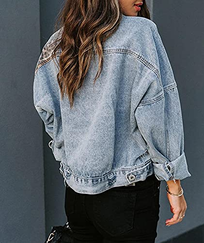 SOMTHRON Women's Distressed Denim Jeans Outfits Coat Spring Fall Ripped Jeans Outerwear Denim Jacket2