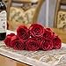 FLLOJOYA Artificial Rose Flowers Fake Roses Silk Flowers Plastic Long Stem Silk Roses for Flower Arrangment DIY Home Wedding Decor(red Roses)