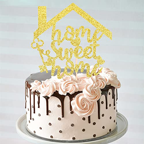 1 Pcs Home Sweet Home Cake Topper Gold Glitter Housewarming Cake Pick Decorations For New Home Theme Party Supplies #TOP3