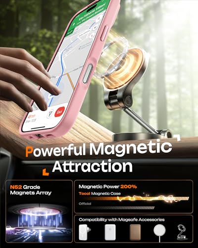 Image of TOCOL for Phone 17 Case, Compatible with Magsafe Charger, Full Camera Protection, Drop Protection, Translucent Matte Phone Case for Phone 17 6.3 inch (Light Pink)