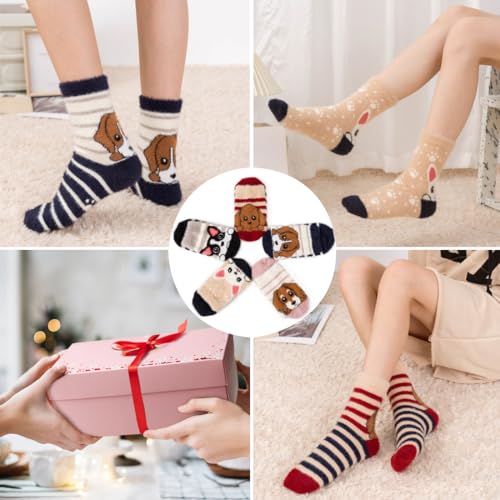 Image of ICEIVY Socks Women, Soft Knit Wool Winter Thick Warm Cabin Fuzzy Crew Women Socks 5 Pack