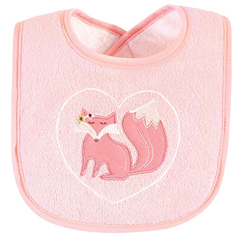 Image of Hudson Baby Unisex Baby Cotton Terry Drooler Bibs with Fiber Filling, Girl Woodland, One Size