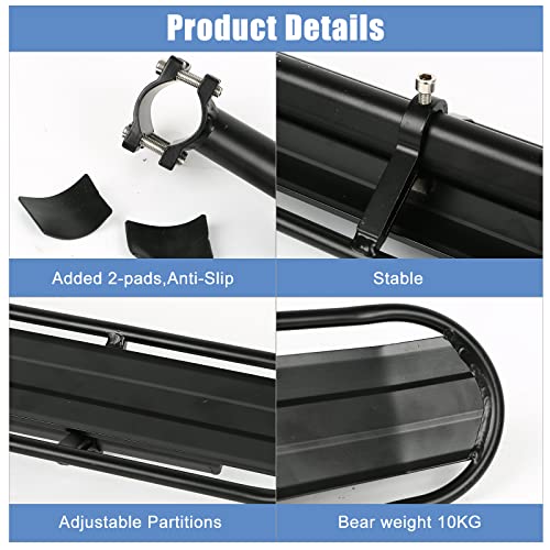 CJHZQYY-Gepaecktraeger-Mountainbike-Fahrrad-Gepaecktraeger-Hinten-Verstellbar-20-Zoll-Gepaecktraeger-Fahrradsitz-Kinder-Hinten-Maximalbelastung-10-KG-Schwarz-Fahrradgepaecktraeger-Aluminiumlegierung
