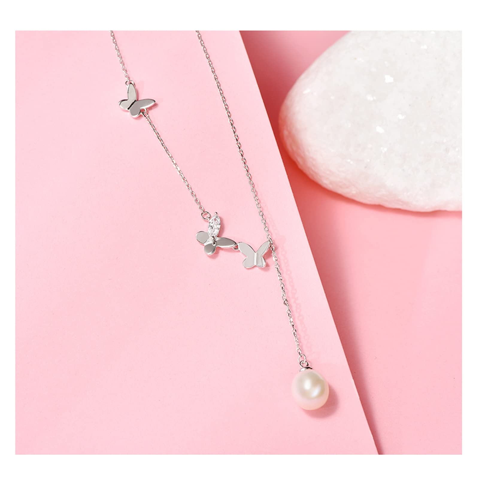 gioielli/collane collana s925 pendente di perle d'acqua dolce catena 7-8mm bianco a forma di goccia gioielli femminili regalo ciondoli da donna