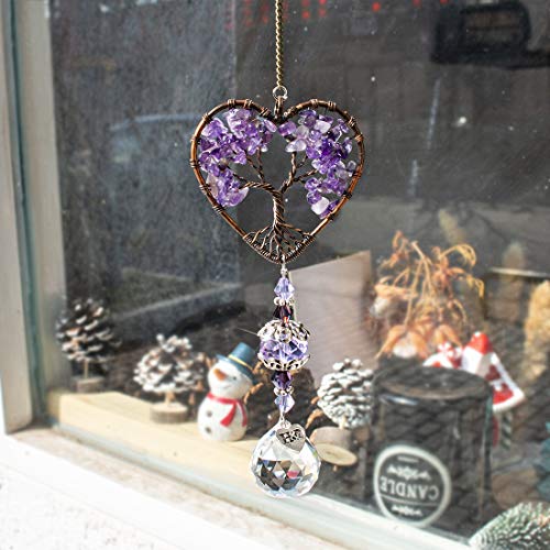 Image of Tree of Life Crystal Suncatcher Rainbow Drop Pendant Window Decor