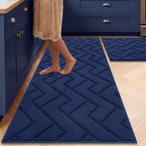 Image of hicorfe Kitchen Runner Rug,20 inchx48 inch+20 inchx32 inch Kitchen Set,Non-Slip Kitchen Mat