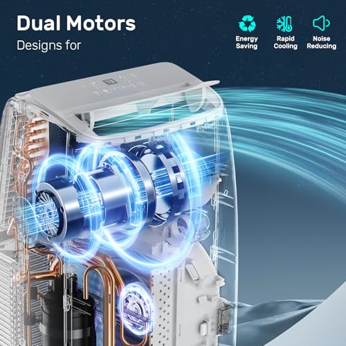 Image of DuraComfort Portable Air Conditioners,12,000 BTU /8000 BTU (SACC) Dual Motors AC With APP for Quite,Cooling Up to 350 Sq.Ft,with Dehumidifier, Fan, Window Kit for Easy Installation,White