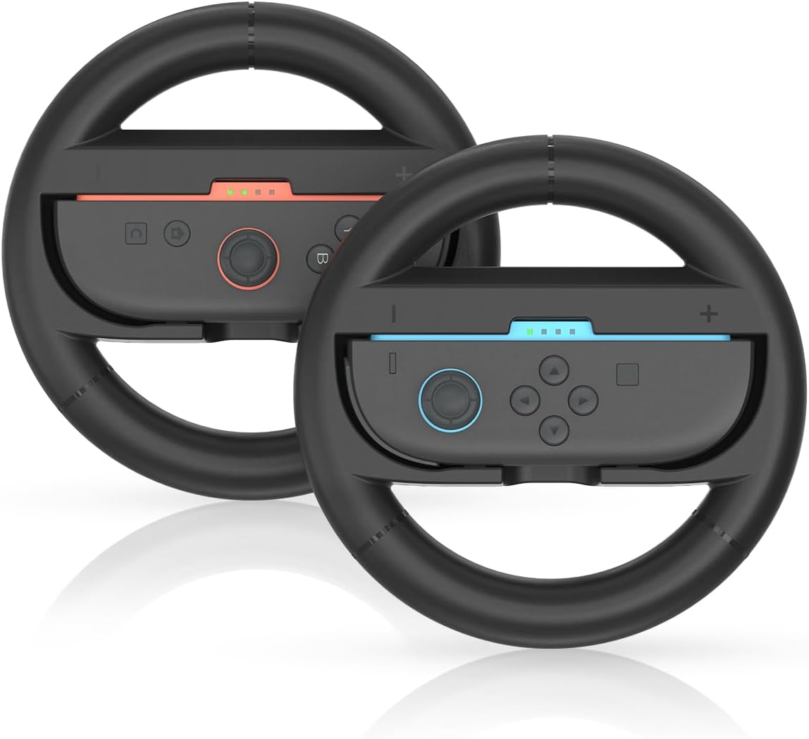 Switch Steering Wheel for Nintendo Switch 2,Racing Wheel for Switch 2 JoyCon Controller,2 Pack Nintendo Switch Steering Wheel Fit Mario Kart World/Mario Kart 8 Deluxe Switch Accessories(2025)