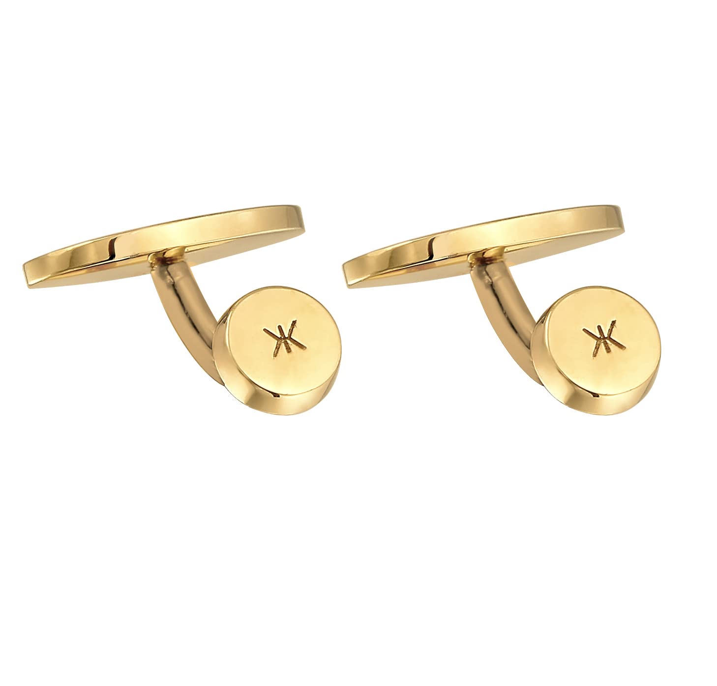 Kuzzoi Gemelos para hombre, diseño ovalado brillante, de plata de ley 925 chapada en oro, joyas clásicas para la camisa, regalo de boda y cumpleaños, Plata de ley