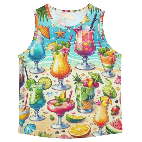 susiyo Summer Cocktail Pattern Boys Sleeveless Tank Top Girls Athletic T Shirt