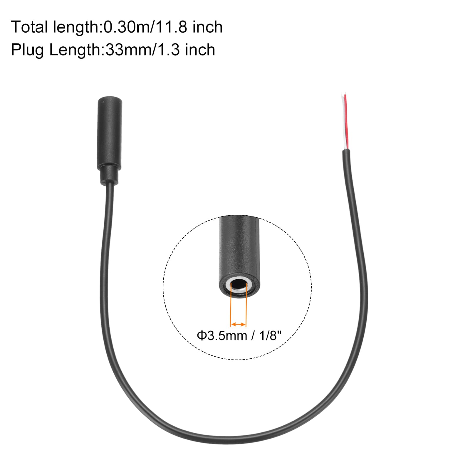 QUARKZMAN Câble Audio 3,5 Mm Mâle Jack Vers Fil Nu Extrémité Ouverte