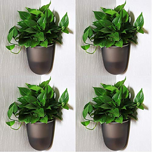 Sungmor Jardinera Colgante de Esquina de Pared con ángulo de 90 ° - Paquete de 4 Piezas y Negro - Jardineras Verticales de riego automático montadas en la Pared - Elegantes macetas Triangulares