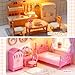 HAPGFS 45 Pcs Dollhouse Furniture Set Accessories Pretend Play Bedroom Living Room Bathroom Kitchen Doll House Mini Furniture for Kids Birthday and Christmas 4 Colors