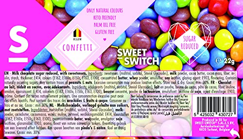 SWEET-SWITCH- Confetti - Chocolade - Snoep - Gezond - Suikerarm - Glutenvrij - Palmolievrij - KETO - 20 x 22 g - Afbeelding 3