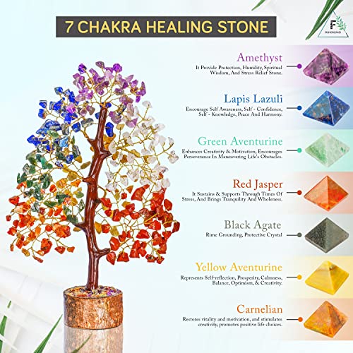 Fashionzaadi Bonsai Tree - 7 Chakra Tree - Chakra Tree Of Life - Chakra Gifts - Office Decor - Crystal Tree - Gem Tree - Seven Chakra Tree - Crystal Decoration - Housewarming Gifts - Spiritual #TOP3
