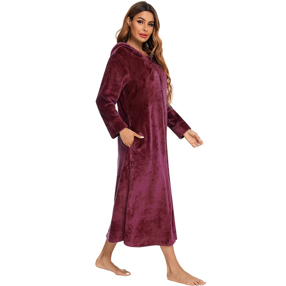 Peignoir en peluche avec fermeture éclair pour femmes - Peignoir doux et chaud - Manteau d'intérieur