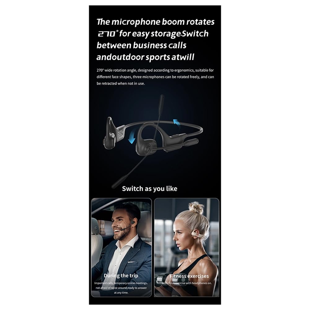 DG09 Casque à Conduction Osseuse sans Bluetooth 5.3 Écouteurs de Sport en Plein Air IPX5 Étanches Mains avec Microphone A