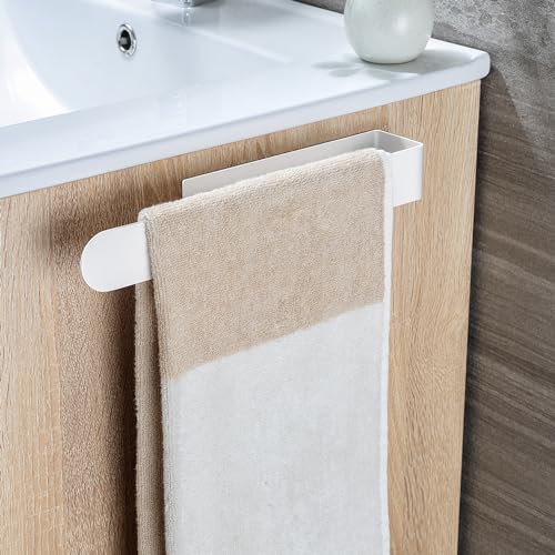 Image of Taozun White Hand Towel Holder, 11.8-Inch Towel Racks for Bathroom and Kitchen, Adhesive Towel Bar Towel Holder Stick on Wall, Stainless Steels