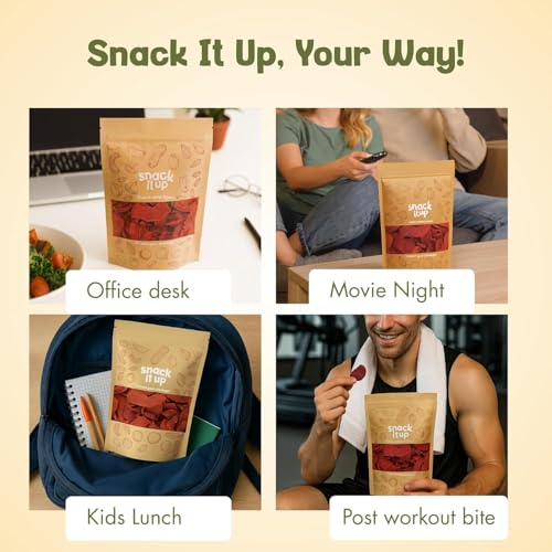 Image of Snack It Up Air Fried Beetroot Vegetable Chips Creme & Onion | Healthy Crispy Veg Snack | Gluten Free Vegan | No Palm Oil | No Artificial Colours or Preservatives | 100 g