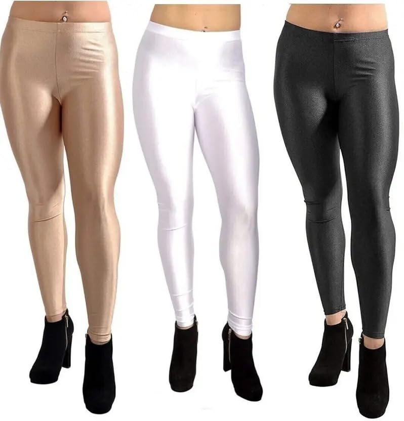 anvi fashion hub Women’s Shiny Stretch Leggings – Slim Fit Ankle Length Tights for Casual, Party Comfortable High Waist Leggings for Girls & Women Pack of 3-picture-45