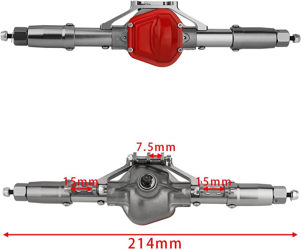 Aluminum Front Rear Complete Axle Set with Enhanced Axle Shaft for Axial SCX10 RC4WD D90 1/10 RC Crawler Upgrade Parts (Titanium Front+Rear)