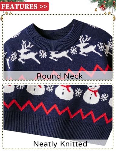 Toddler Boy Knit Christmas Sweater Girls Crew Neck Sweatshirt Snowman Pullover Xmas Clothes Elk Tops 2-6Years3