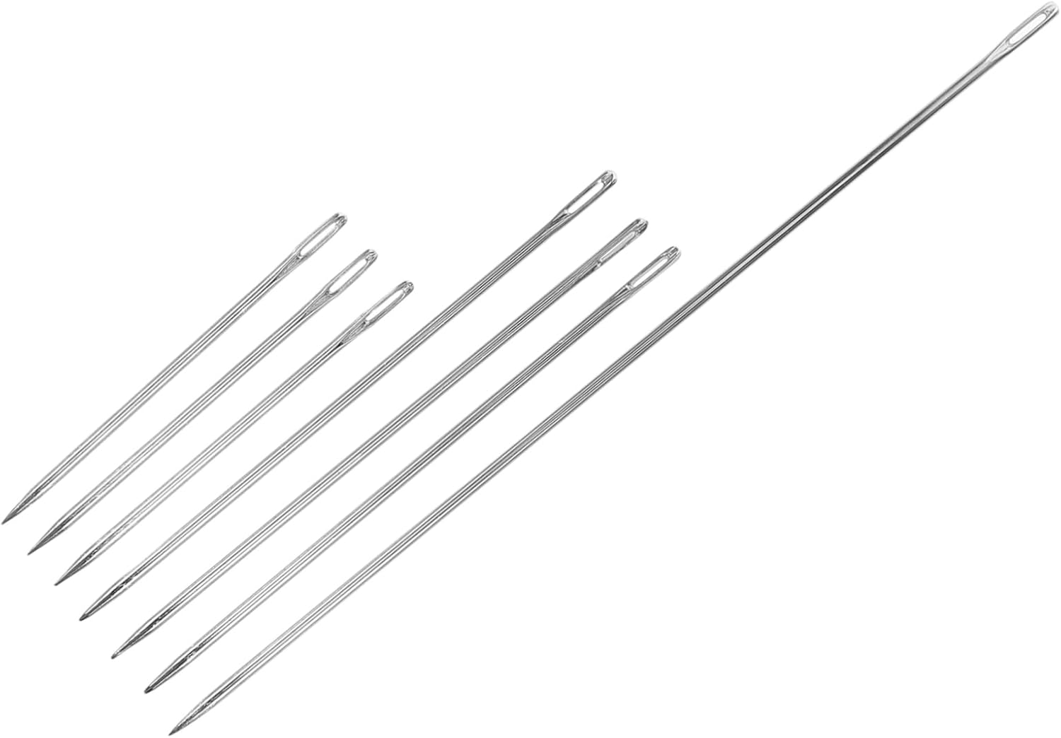 Beatifufu 7pcs Large-Eye Steel Needles for Leather Crafting Hand Sewing and Quilting for Heavy Duty Sewing Projects for Burlap and More