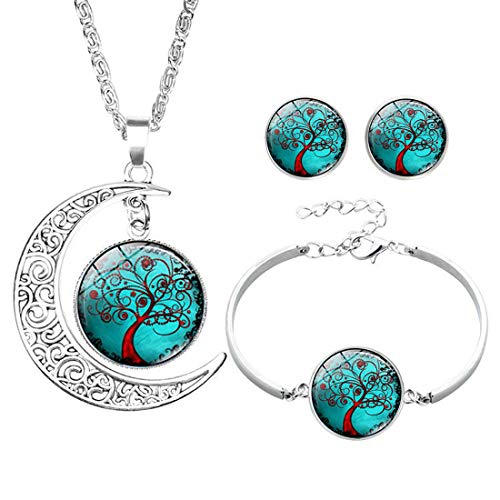 Preisvergleich Produktbild Caimeytie Damen Bijouterie Schmuck-Sets Halsketten Armbänder Ohrstecker Baum des Lebens