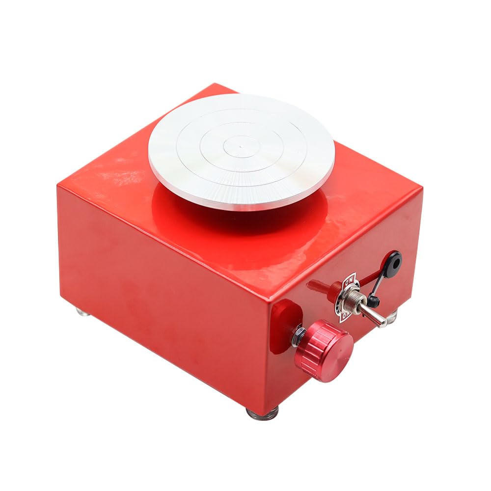 Mini gramofony koło garncarskie maszyna garncarska elektryczne koło garncarskie DIY Craft koło garncarskie narzędzia ceramiczne narzędzia gliniane z tacą Narzędzie DIY(Rood)