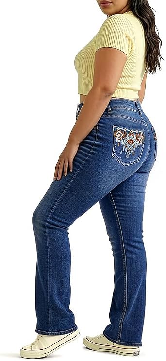 Womens Plus Size Jeans Bootcut High Waisted Jean Stretchy Blue